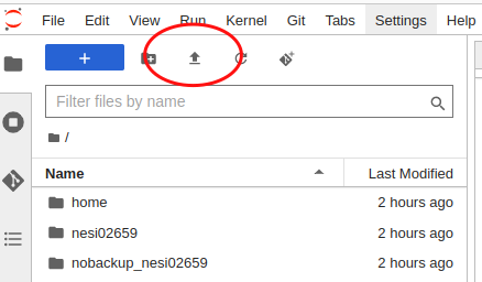 Uploading data in Jupyter